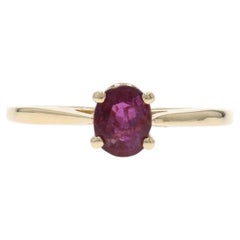 Yellow Gold Ruby Solitaire Ring - 14k Oval .52ct