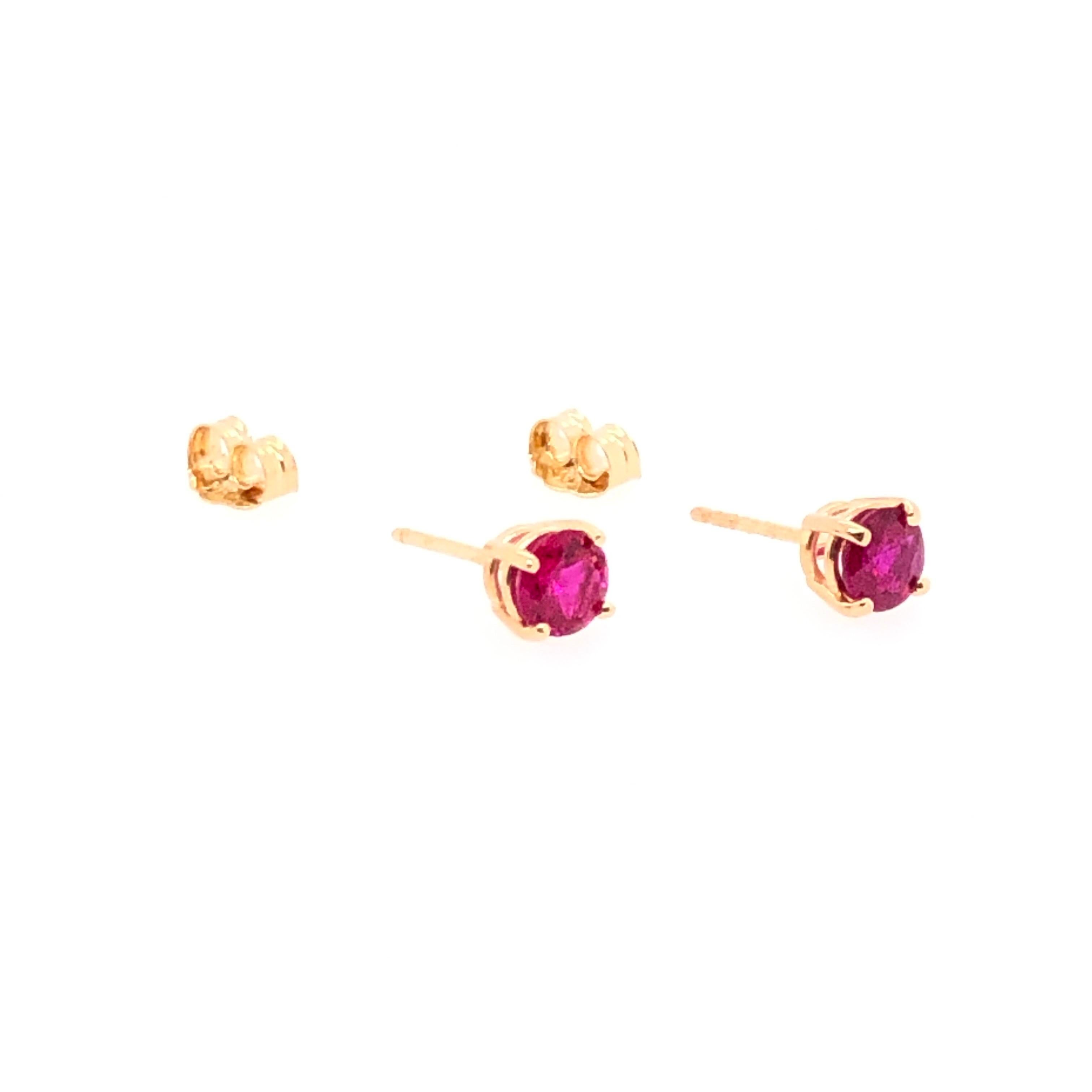 A touch of color in a timeless setting, these beautiful bright rubies illuminate the shadows. Rubies are thought to balance the heart, invigorate the body, encourage joy and laughter, and inspire courage. The classic design is steadfast enhancing