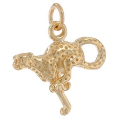 Yellow Gold Running Cheetah Charm - 14k Big Cat Pendant
