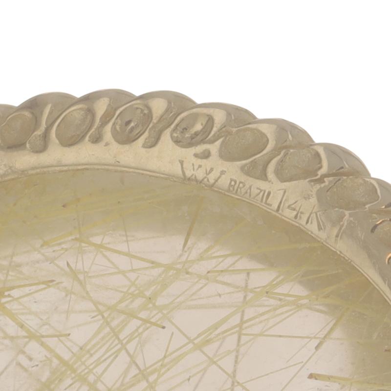 Donna Ciondolo solitario di quarzo rutilato in oro giallo - 14k Cabochon ovale 11,90ct in vendita