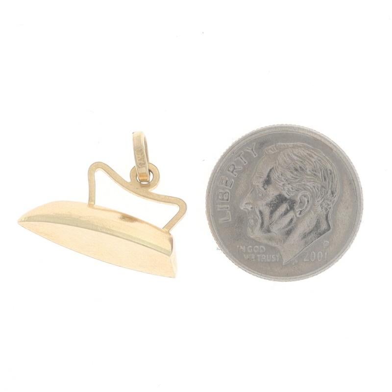 Women's or Men's Yellow Gold Sad Iron Charm - 14k Clothes Smoothing Iron Laundry Tool For Sale