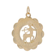 Yellow Gold Sagittarius Zodiac Sign Charm - 14k Astrology Archer Pendant