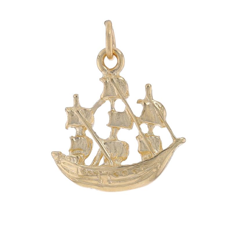 Metal Content: 14k Yellow Gold

Theme: Sailing Ship, Barque Vessel

Measurements

Tall (from stationary bail): 23/32