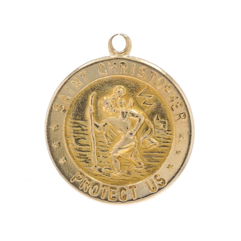 Metallgehalt: 14k Gelbgold

Stil: Glaube-Medaille
Thema: Der heilige Christophe, der katholische Glaube

Messungen

Höhe (vom stationären Bügel): 27/32
