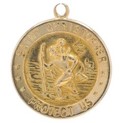 Ciondolo con medaglia di San Cristoforo in oro giallo - Regalo di fede cattolica in 14k