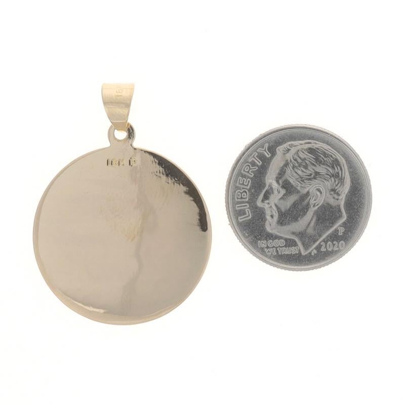 Women's Yellow Gold Saint Christopher Faith Medal Pendant - 18k Protection Catholic Gift For Sale