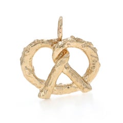 Yellow Gold Salted Twisted Pretzel Charm - 14k Snack Food
