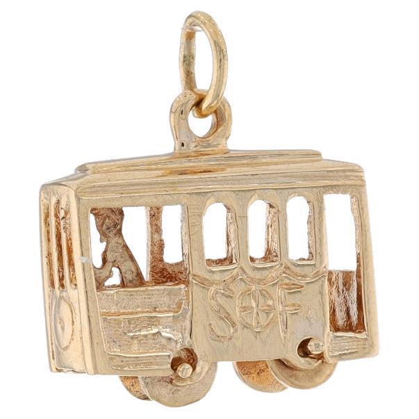 Yellow Gold San Francisco Cable Car Charm - 14k California Travel Moves For Sale