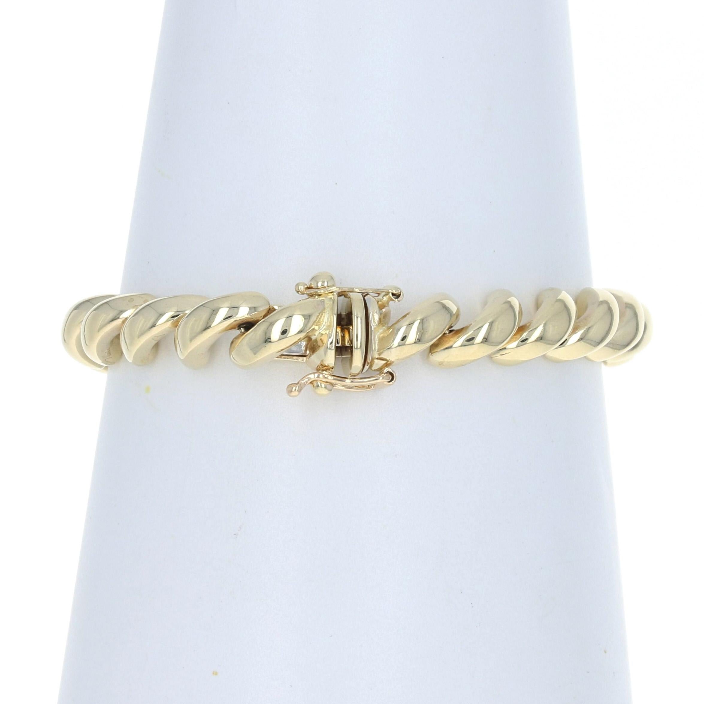 Women's or Men's Yellow Gold San Marco Chain Bracelet, 14 Karat Box Clasp