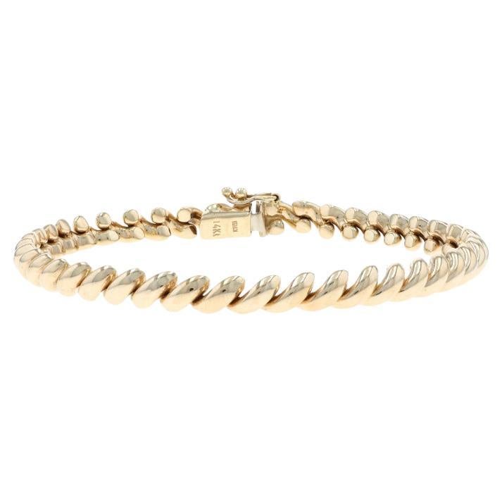 Bracelet de chaîne San Marco en or jaune 6 3/4" 14k en vente