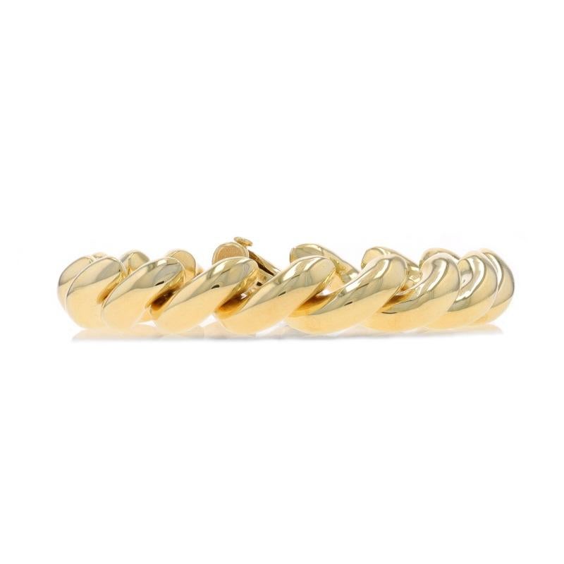 Metallgehalt: 14k Gelbgold

Stil der Kette: San Marco
Armband Stil: Kette
Verschluss-Typ: Hummerklauen-inspirierte Schließe

Messungen

Länge: 7