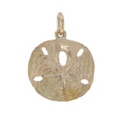 Yellow Gold Sand Dollar Charm - 14k Ocean Life Beach