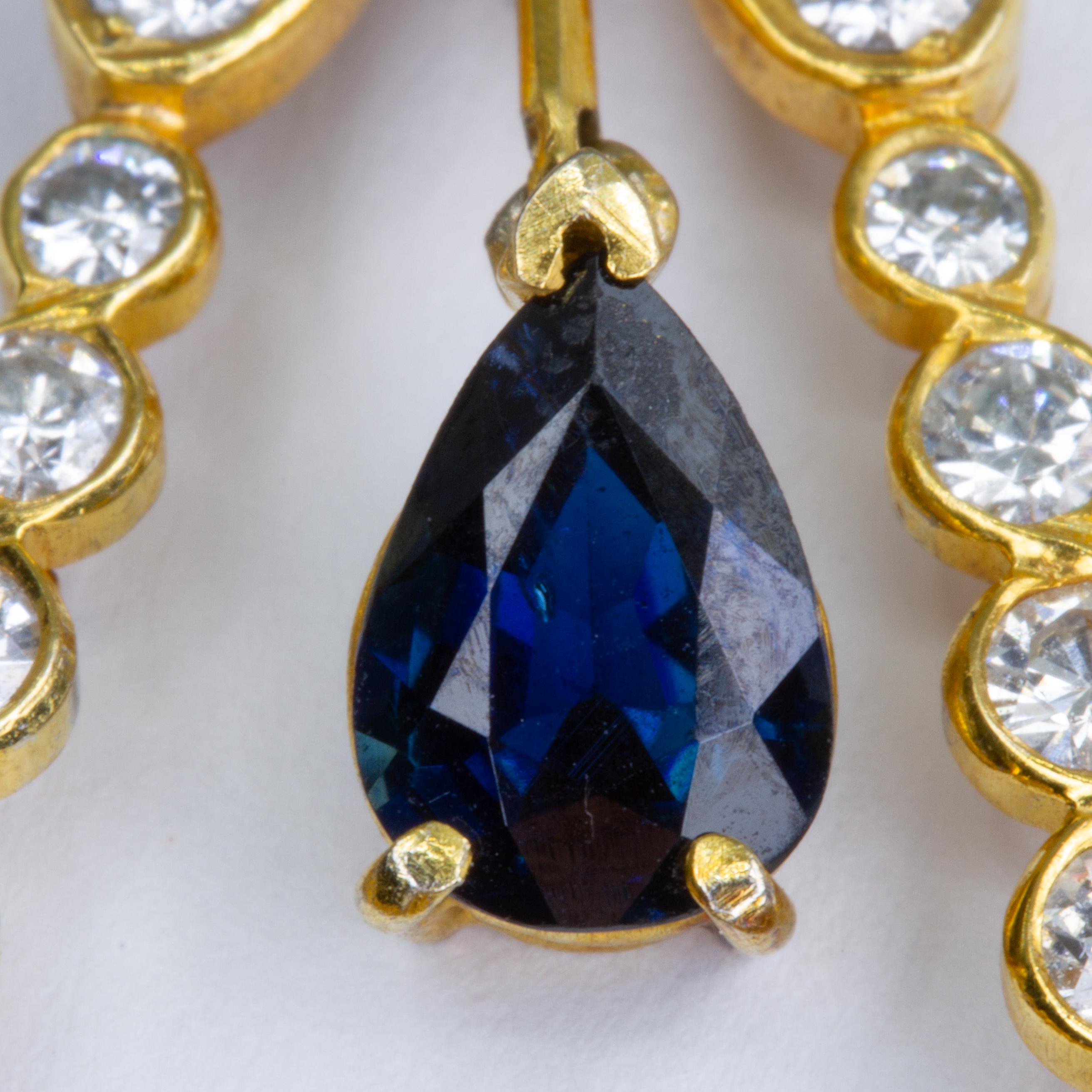 Yellow Gold, Sapphire and Diamond Earrings 1