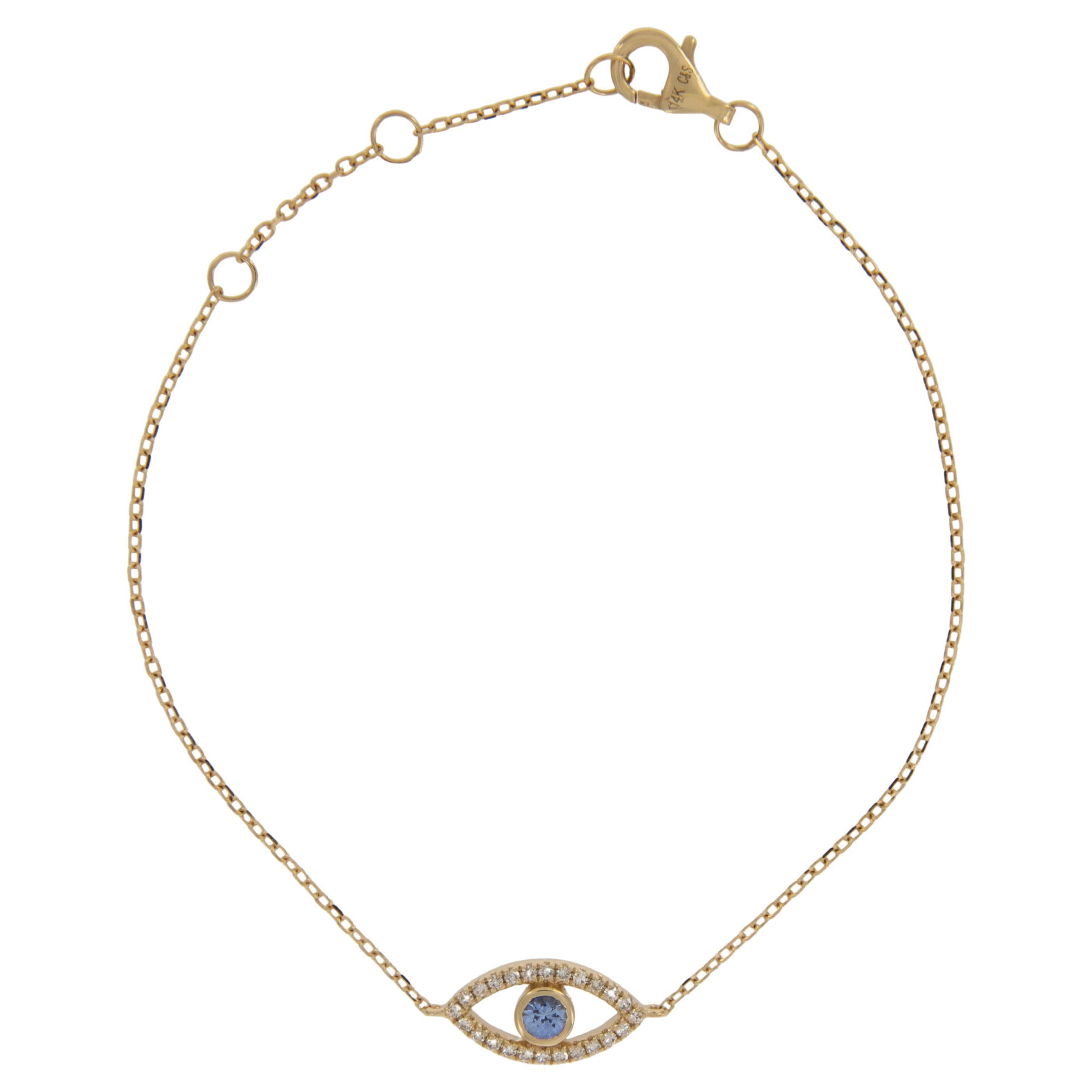 Armband aus Gelbgold mit Saphiren und Diamanten Evil Eye