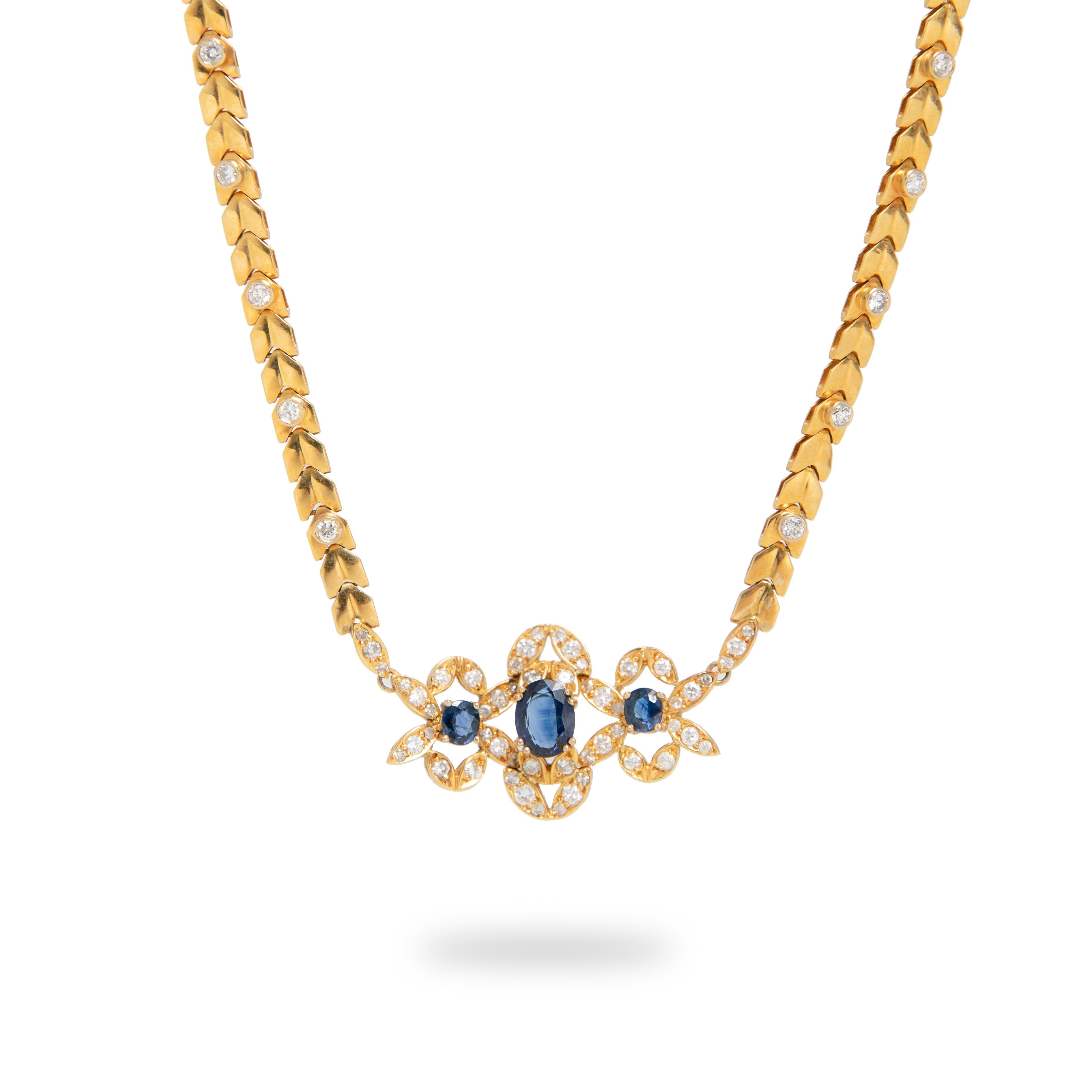 gold necklace blue stone