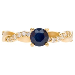 Yellow Gold Sapphire and Diamond Ring – 0.83 Carat Total Weight, 14k Gold