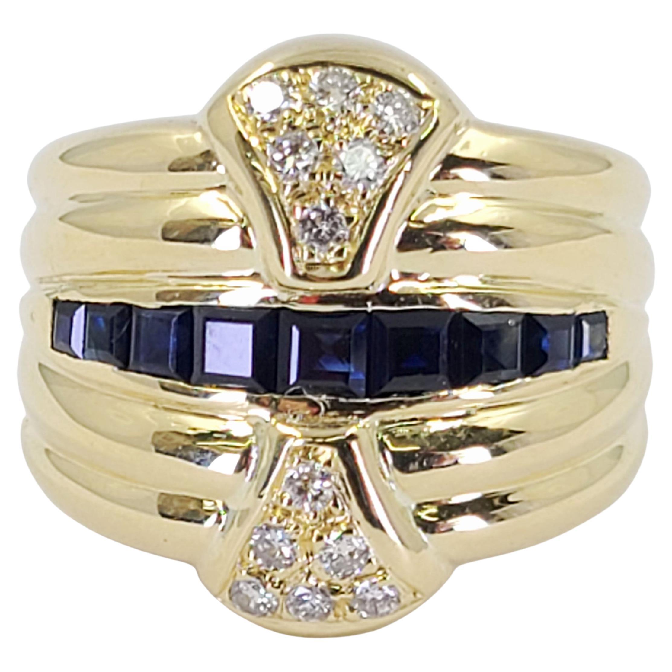 Yellow Gold, Sapphire, and Diamond Ring