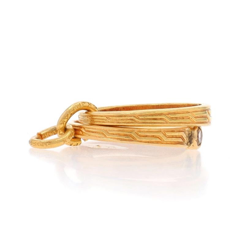 Taille ronde Or Jaune Saphir Art Deco Bridal Rings Replica Charm - 14k Wedding Marriage en vente