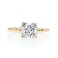 Yellow Gold Sapphire Art Deco Solitaire Engagement Ring 14k Euro 1.30ct Vintage