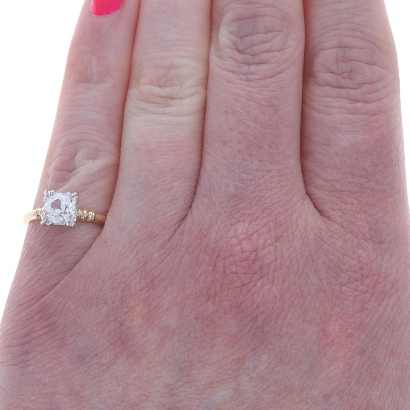 Gelbgold Saphir Art Deco Solitär Verlobungsring 14k Euro 1,30ct Vintage By (Alteuropäischer Schliff) im Angebot