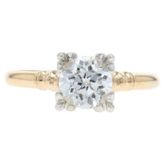 Anello di fidanzamento solitario in oro giallo con zaffiro Art Deco 14k Euro 1,30ct Vintage