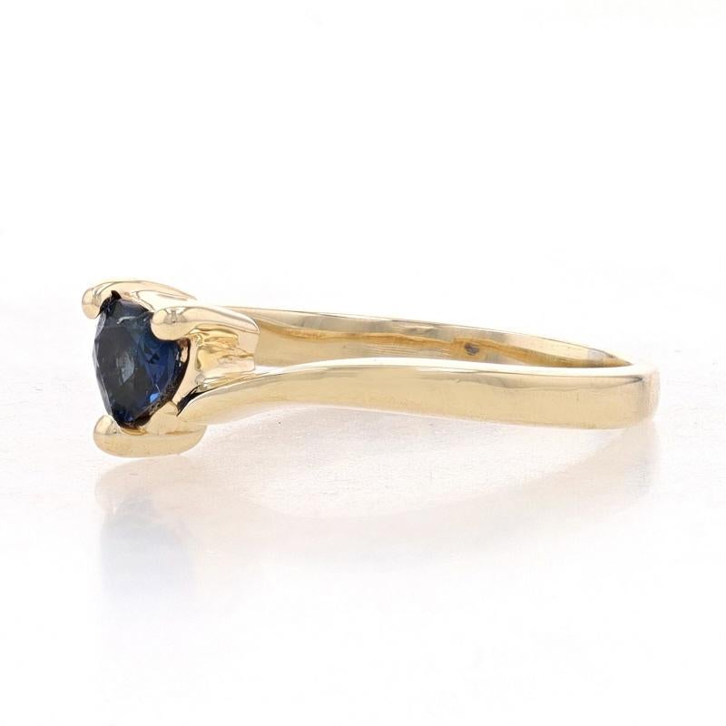 Yellow Gold Sapphire Bypass Solitaire Ring - 14k Heart .30ct Love Promise In Excellent Condition For Sale In Greensboro, NC