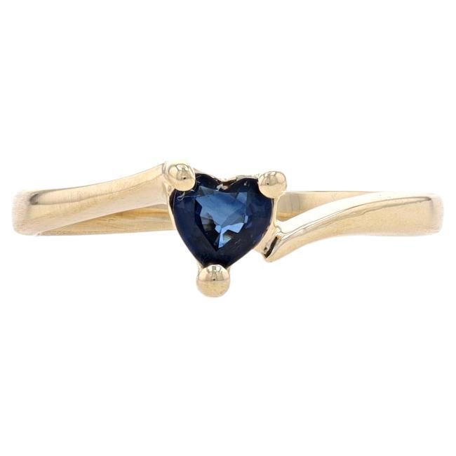 Yellow Gold Sapphire Bypass Solitaire Ring - 14k Heart .30ct Love Promise For Sale