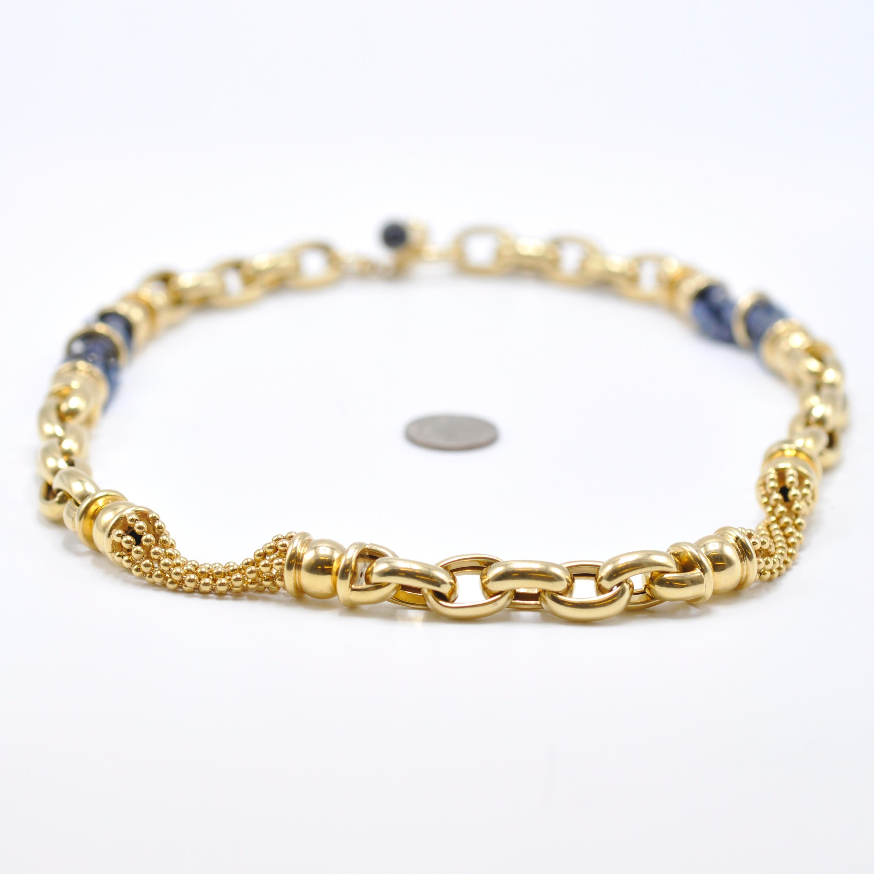 Women's Yellow Gold Sapphire Chain Necklace