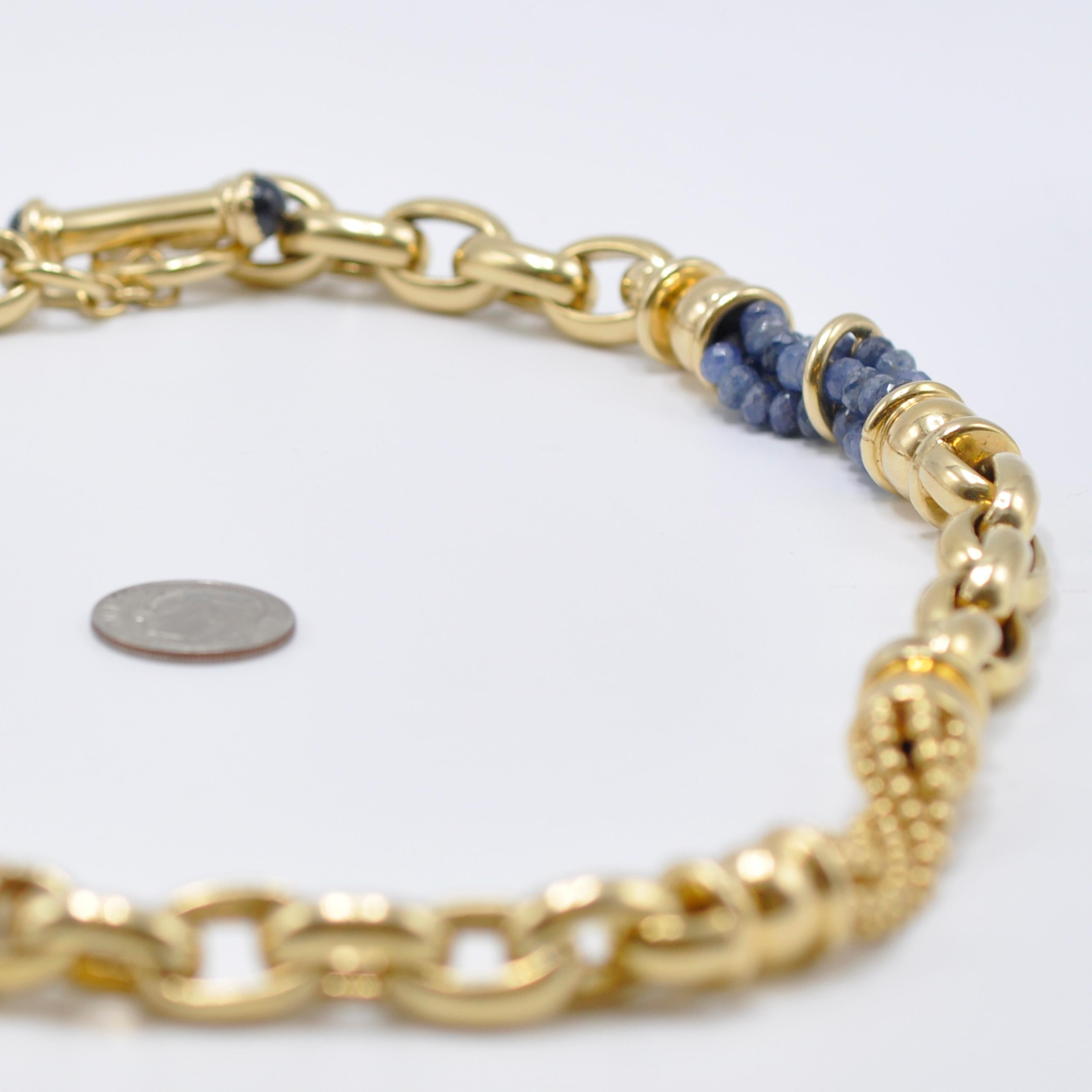Yellow Gold Sapphire Chain Necklace 1