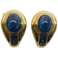 Yellow Gold Sapphire Clip Earrings