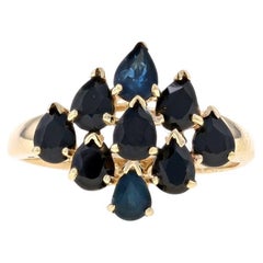 Antique Yellow Gold Sapphire Cluster Cocktail Ring - 10k Pear 2.90ctw