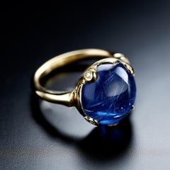 Yellow Gold Sapphire Contemporary Ring with Diamonds