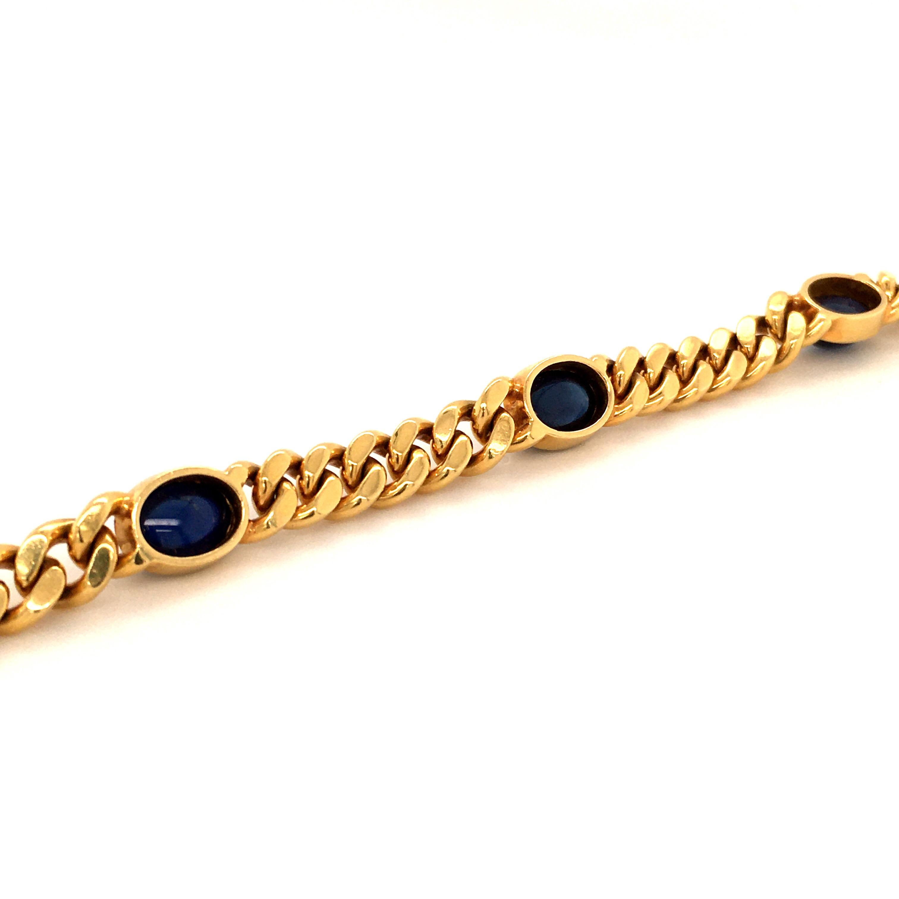 Contemporary Yellow Gold Sapphire Curb Chain Bracelet