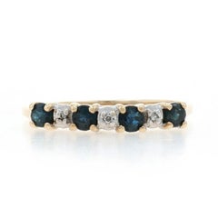 Yellow Gold Sapphire Diamond Band - 10k Round .32ctw Wedding Ring