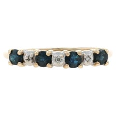 Yellow Gold Sapphire Diamond Band - 10k Round .32ctw Wedding Ring