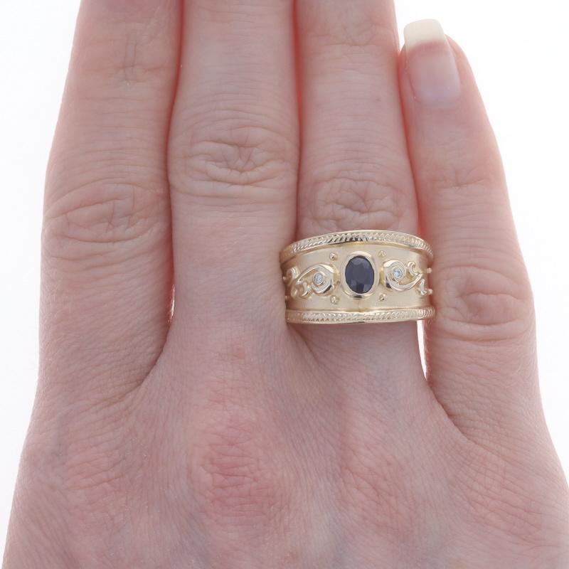 Gelbgold Saphir-Diamant-Ring - 14k Oval .36ctw Seilring (Ovalschliff)