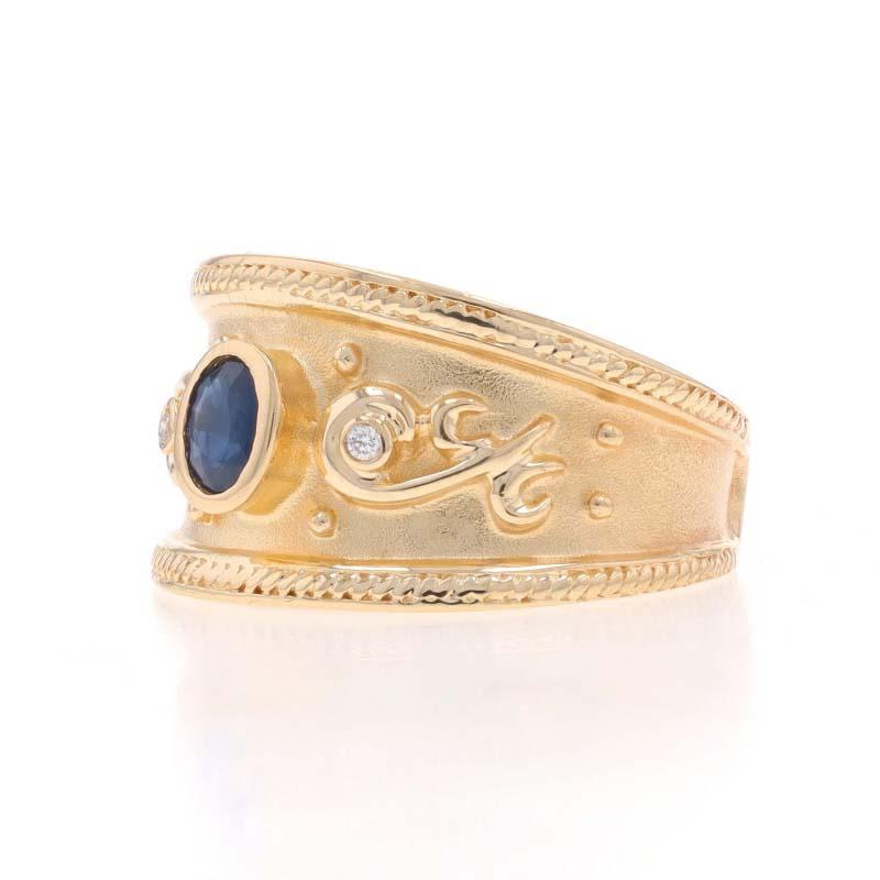 Gelbgold Saphir-Diamant-Ring - 14k Oval .36ctw Seilring im Zustand „Hervorragend“ in Greensboro, NC