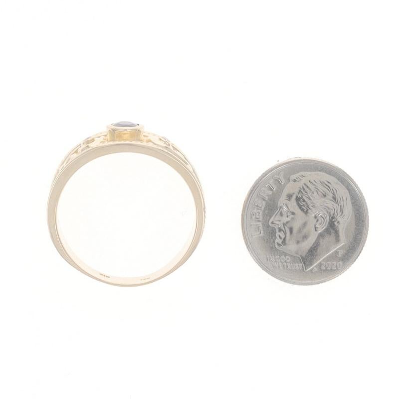 Gelbgold Saphir-Diamant-Ring - 14k Oval .36ctw Seilring 1