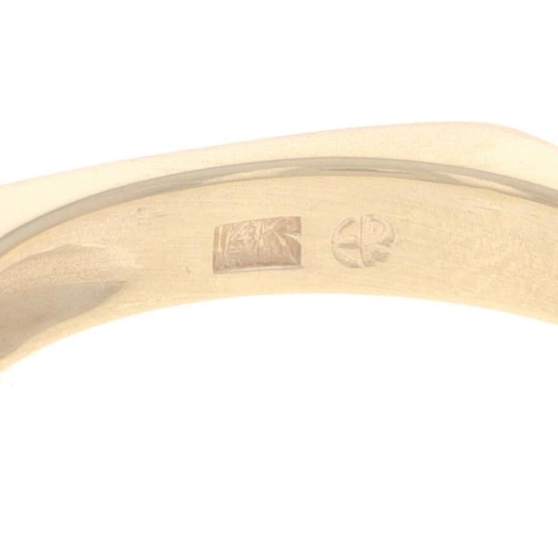 Yellow Gold Sapphire Diamond Band - 14k Square .58ctw Euro Shank Ring Sz 6 1/2 For Sale 2