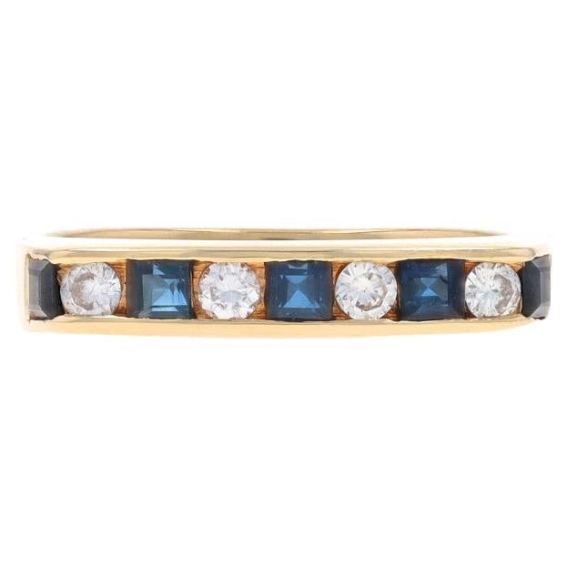 Anillo de Oro Amarillo con Diamantes Zafiro - 14k Cuadrado .58ctw Anillo Euro Shank Sz 6 1/2