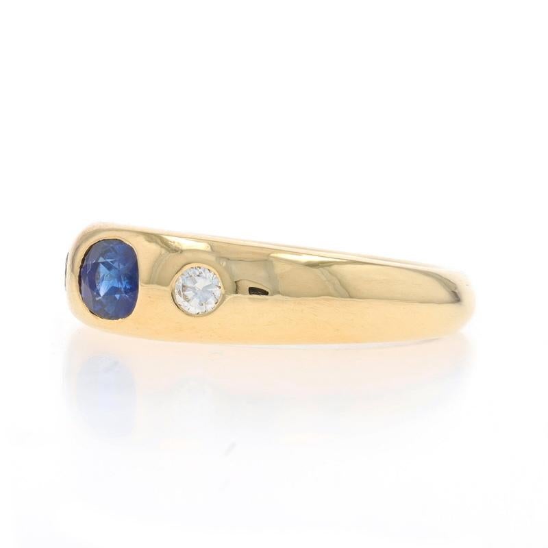 Yellow Gold Sapphire Diamond Band - 18k Oval .90ctw Three-Stone Ring In Excellent Condition For Sale In Greensboro, NC