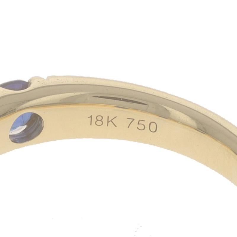 Yellow Gold Sapphire Diamond Band - 18k Rd 1.37ctw French Set Stack Wedding Ring 2