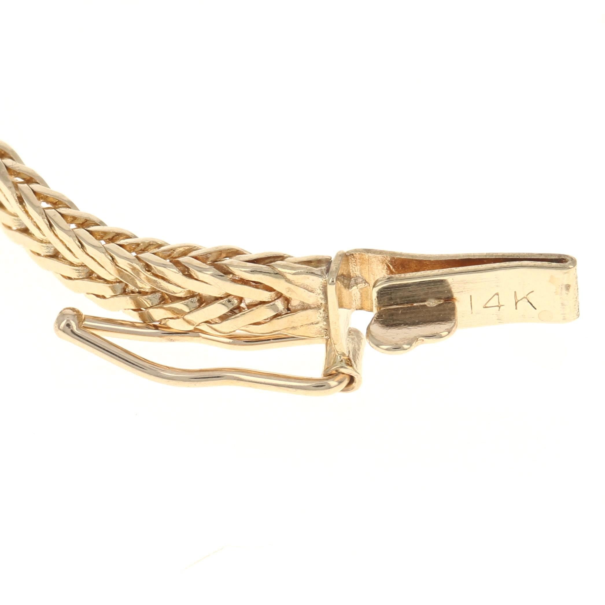 Yellow Gold Sapphire and Diamond Bar Bracelet, 14 Karat Round Cut 1.25 Carat 1