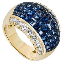 Yellow Gold Sapphire & Diamond Bombe Ring