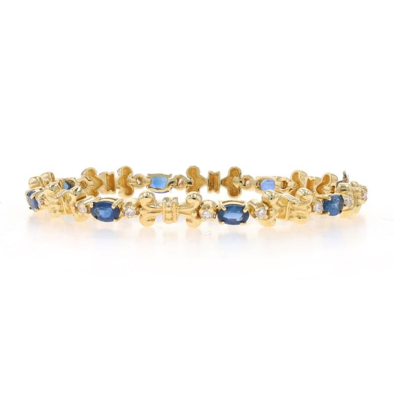 Oval Cut Yellow Gold Sapphire & Diamond Bracelet 7 1/4