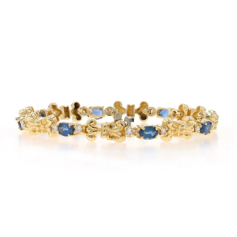 Yellow Gold Sapphire & Diamond Bracelet 7 1/4