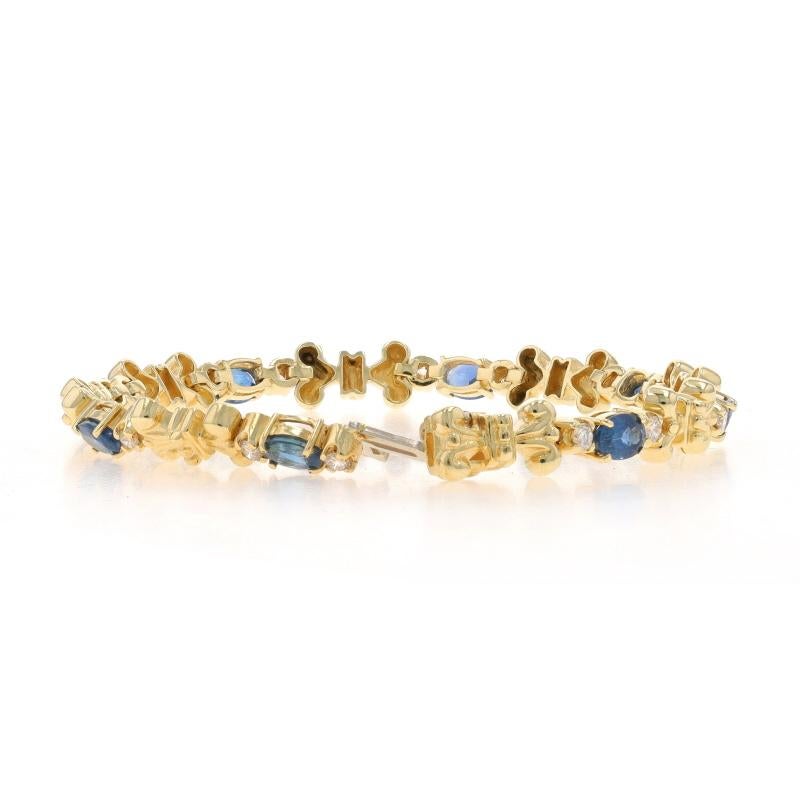 Women's or Men's Yellow Gold Sapphire & Diamond Bracelet 7 1/4