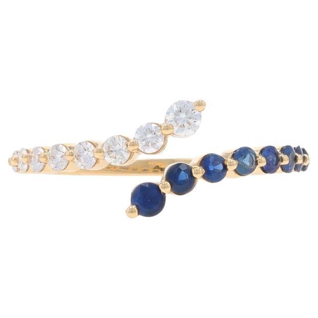 Yellow Gold Sapphire Diamond Bypass Band - 14k Round .56ctw Ring