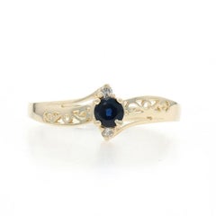 Yellow Gold Sapphire Diamond Bypass Ring - 10k Round .18ctw