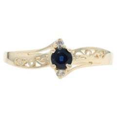 Yellow Gold Sapphire Diamond Bypass Ring - 10k Round .18ctw
